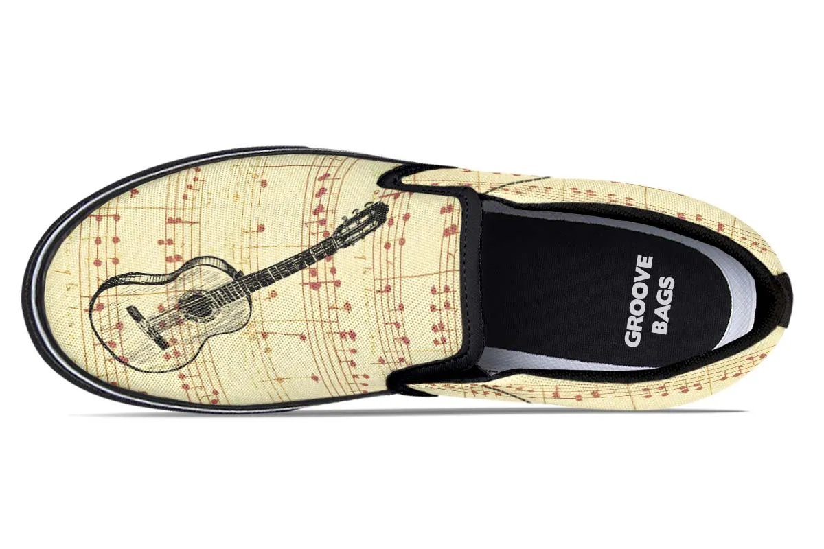 Guitar Sketch Slip-On Shoes