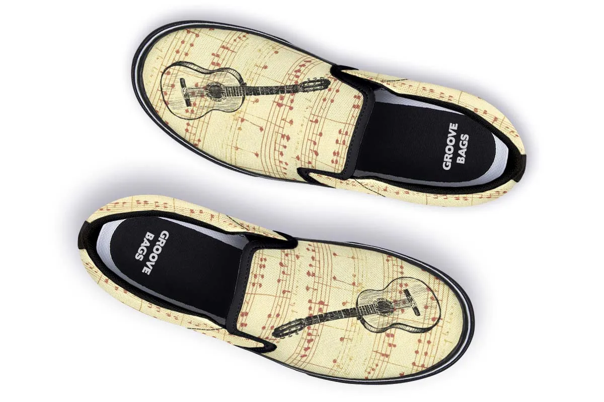 Guitar Sketch Slip-On Shoes