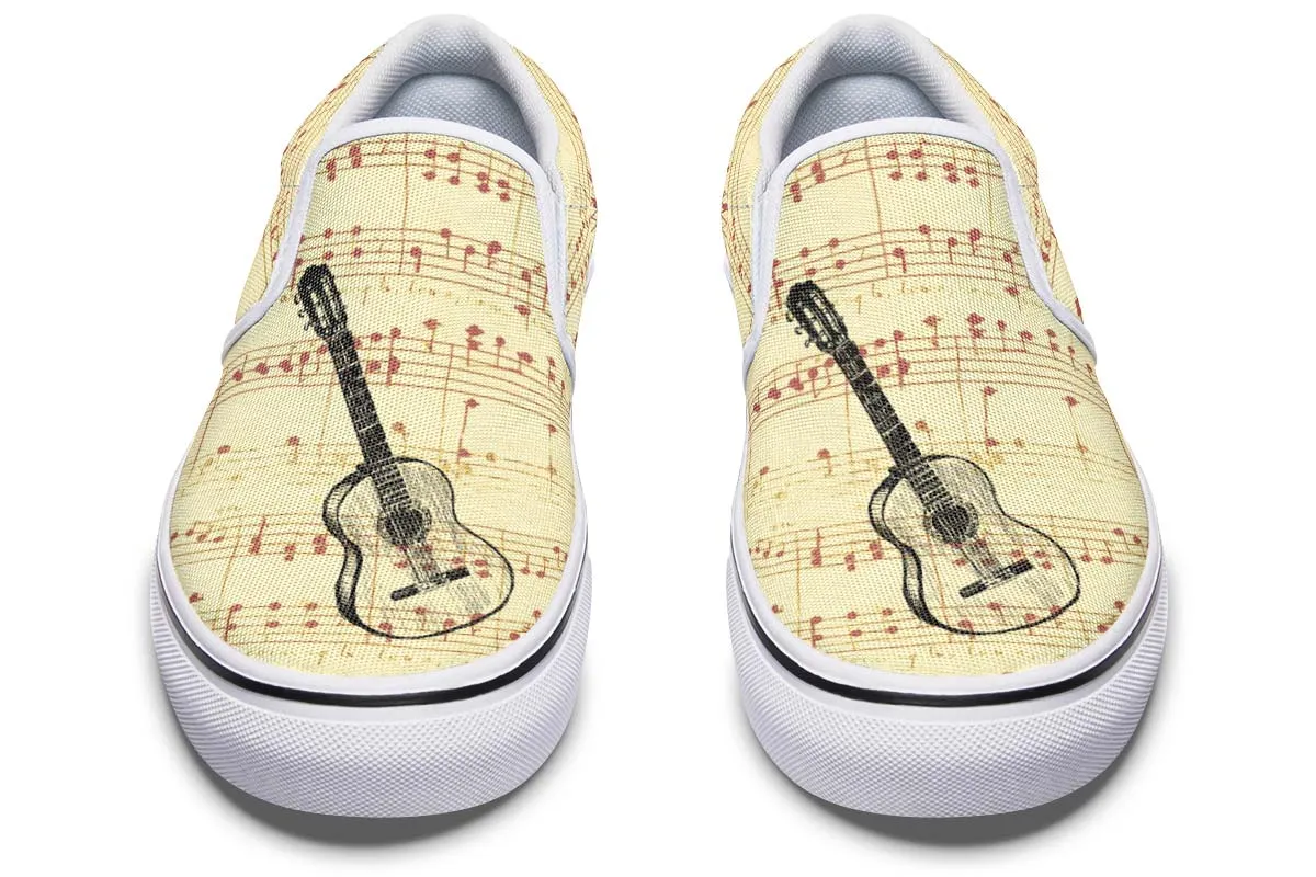 Guitar Sketch Slip-On Shoes
