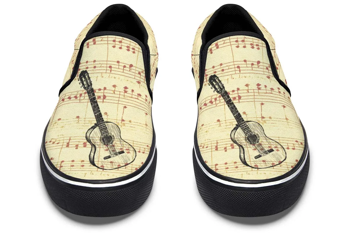 Guitar Sketch Slip-On Shoes