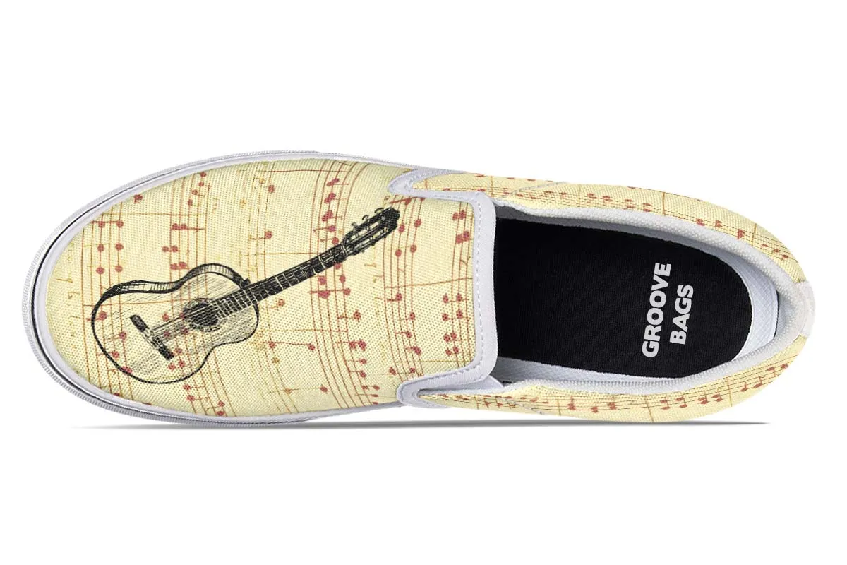 Guitar Sketch Slip-On Shoes