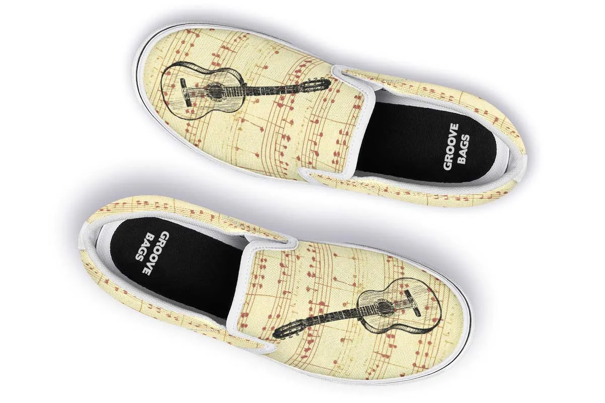 Guitar Sketch Slip-On Shoes