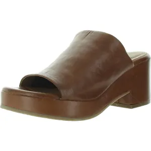 Gwen Womens Slip On Leather Block Heel