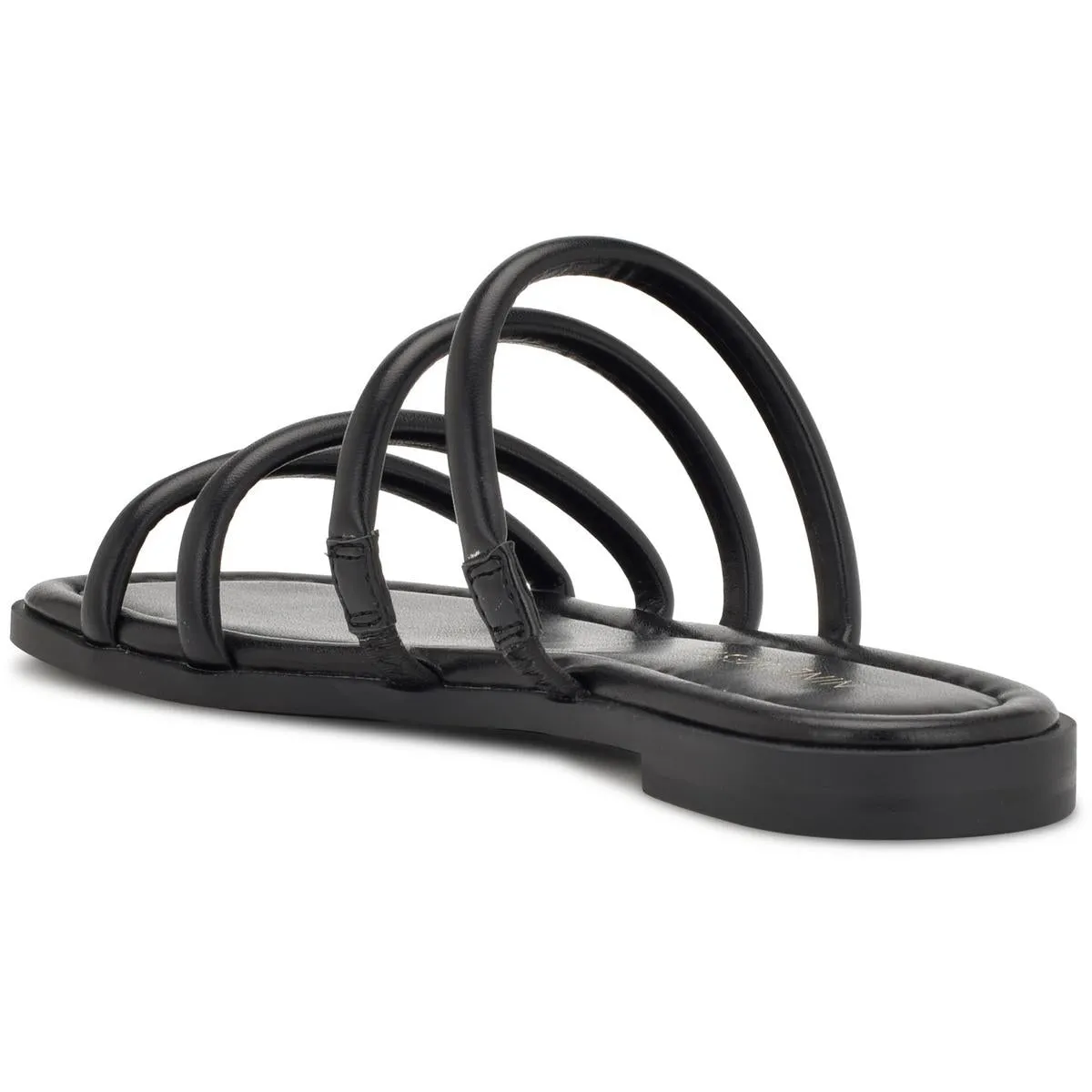 HAPILY3 Womens Cushioned Footbed Faux Leather Slide Sandals