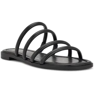 HAPILY3 Womens Cushioned Footbed Faux Leather Slide Sandals