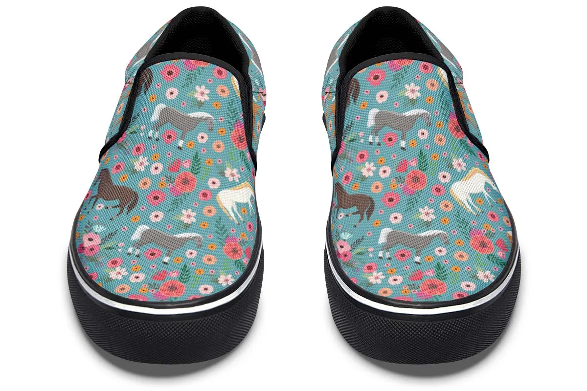 Horse Flower Slip-On Shoes