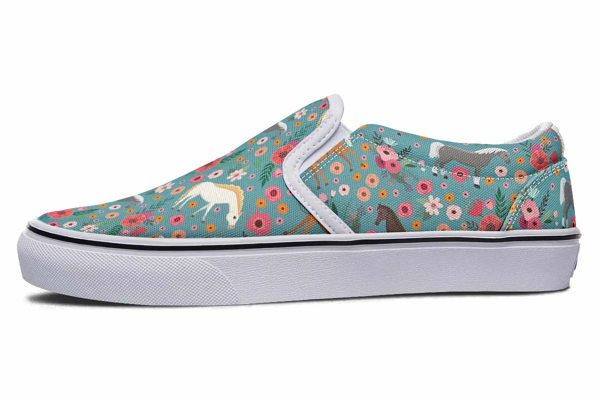 Horse Flower Slip-On Shoes