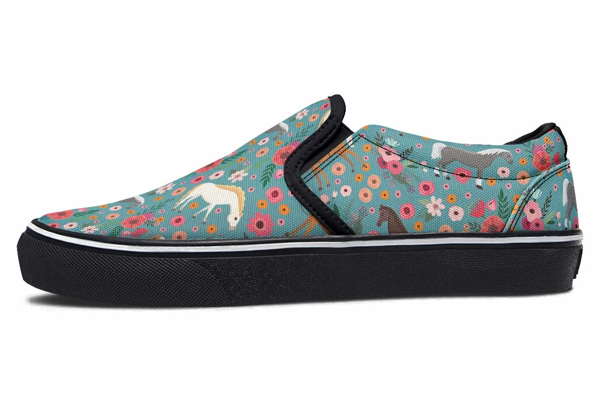 Horse Flower Slip-On Shoes