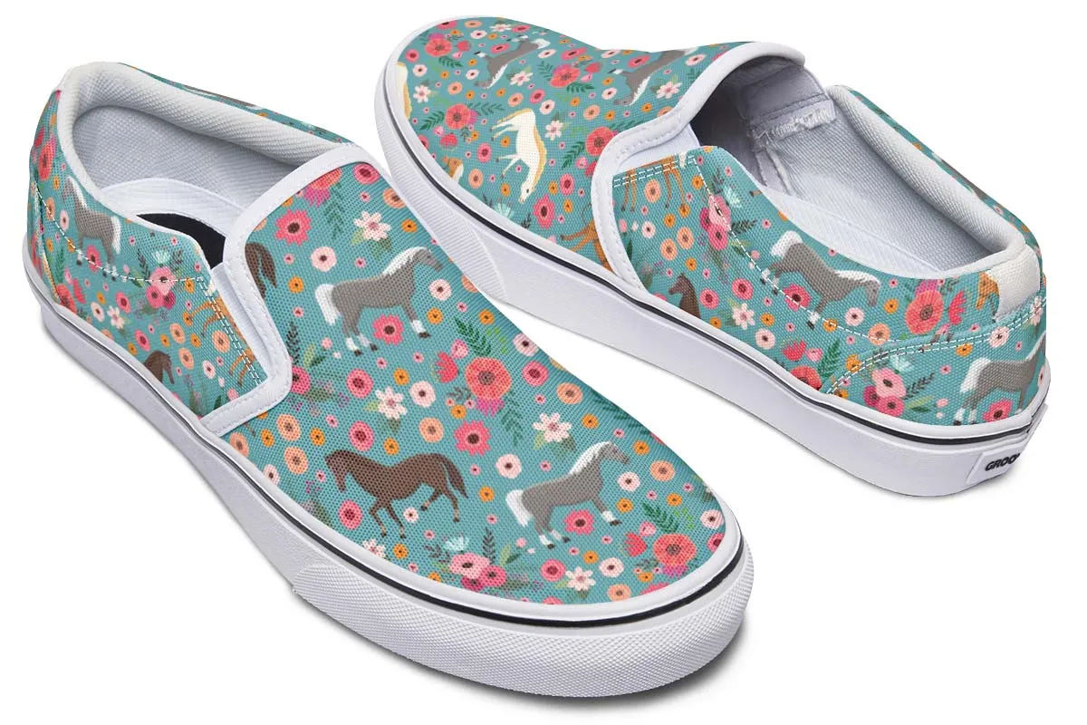 Horse Flower Slip-On Shoes