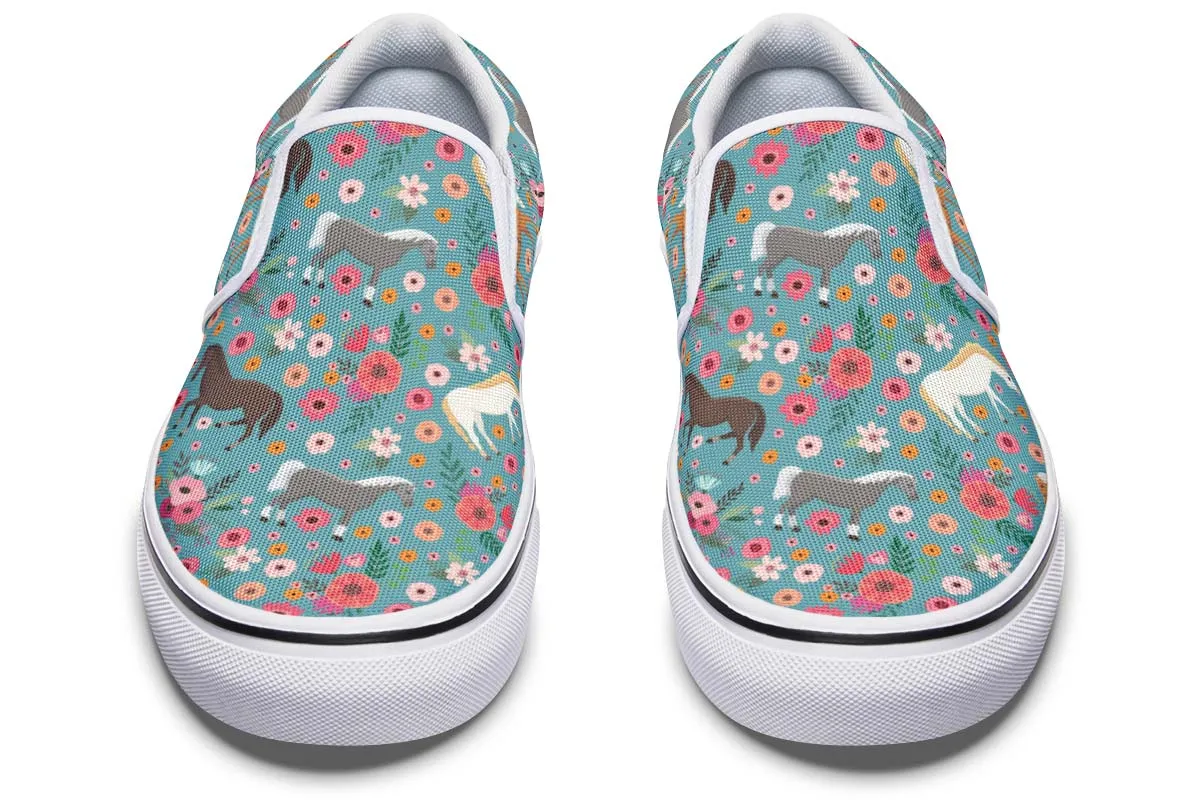 Horse Flower Slip-On Shoes