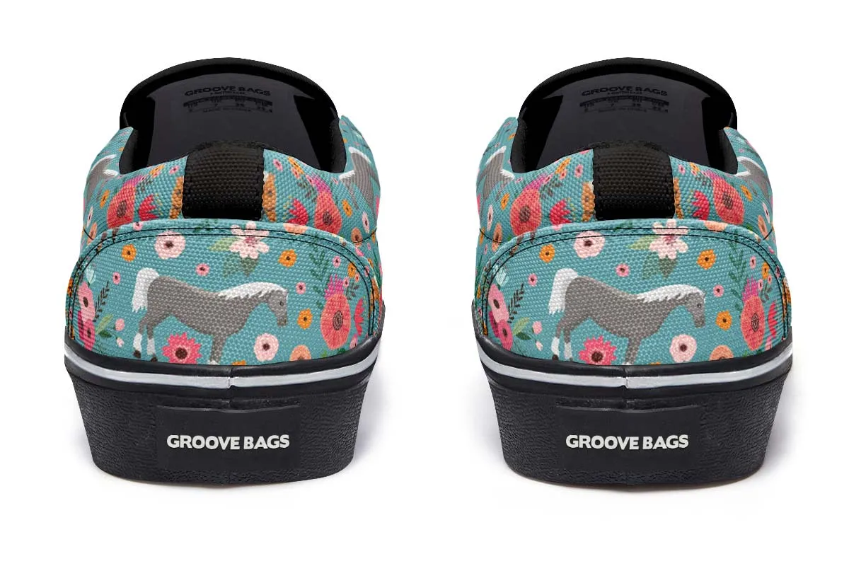 Horse Flower Slip-On Shoes