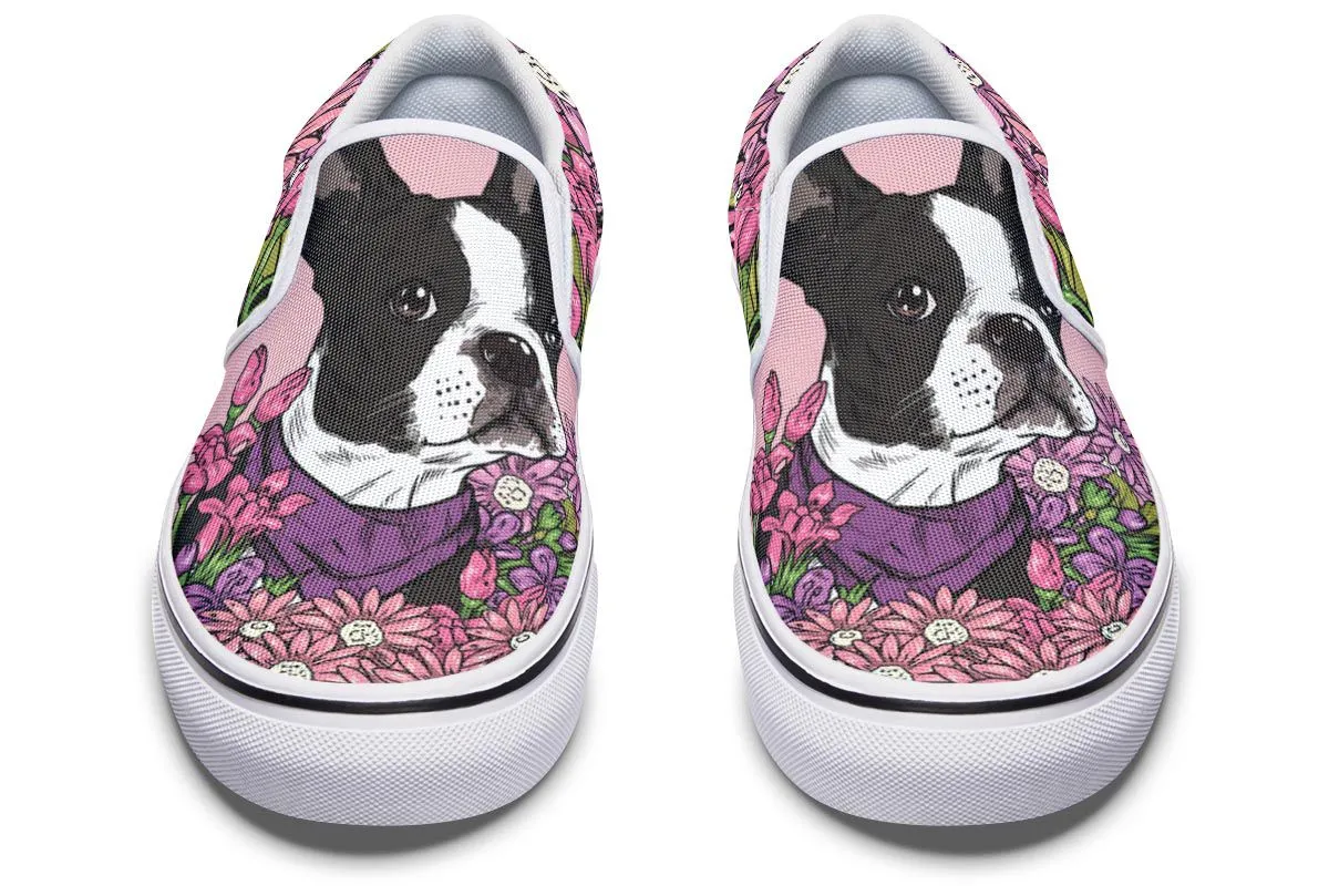Illustrated Boston Terrier Slip-On Shoes