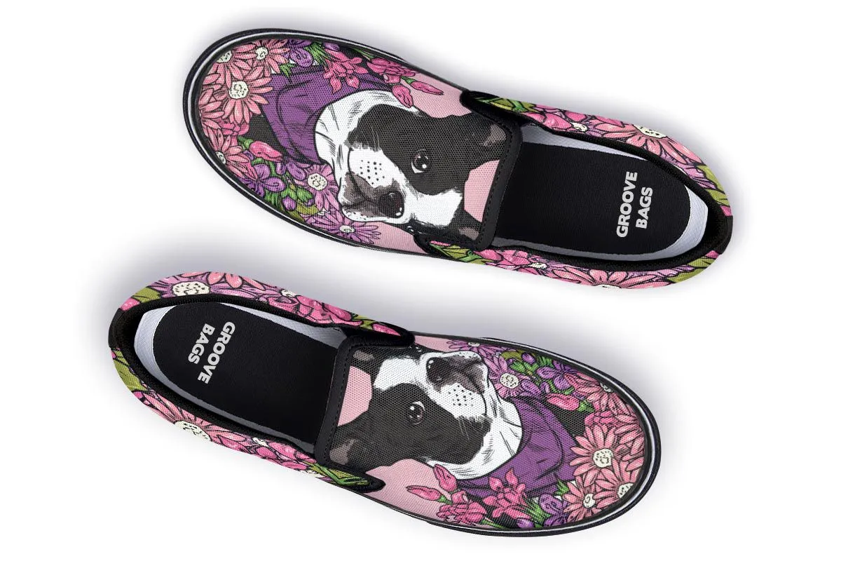 Illustrated Boston Terrier Slip-On Shoes