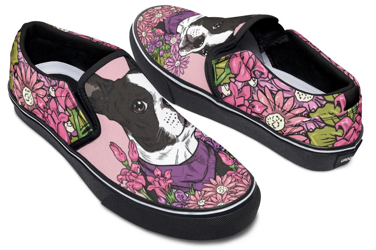 Illustrated Boston Terrier Slip-On Shoes