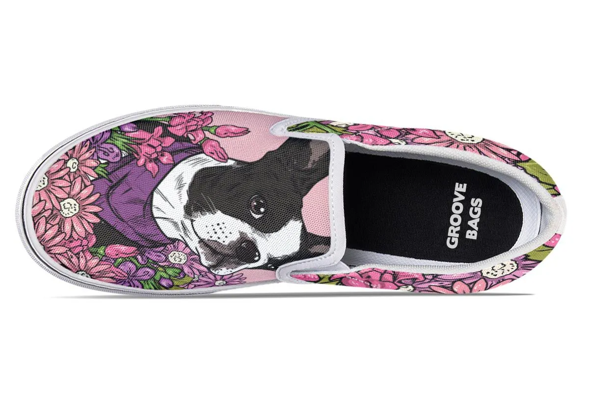 Illustrated Boston Terrier Slip-On Shoes