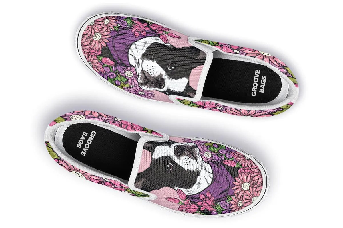 Illustrated Boston Terrier Slip-On Shoes