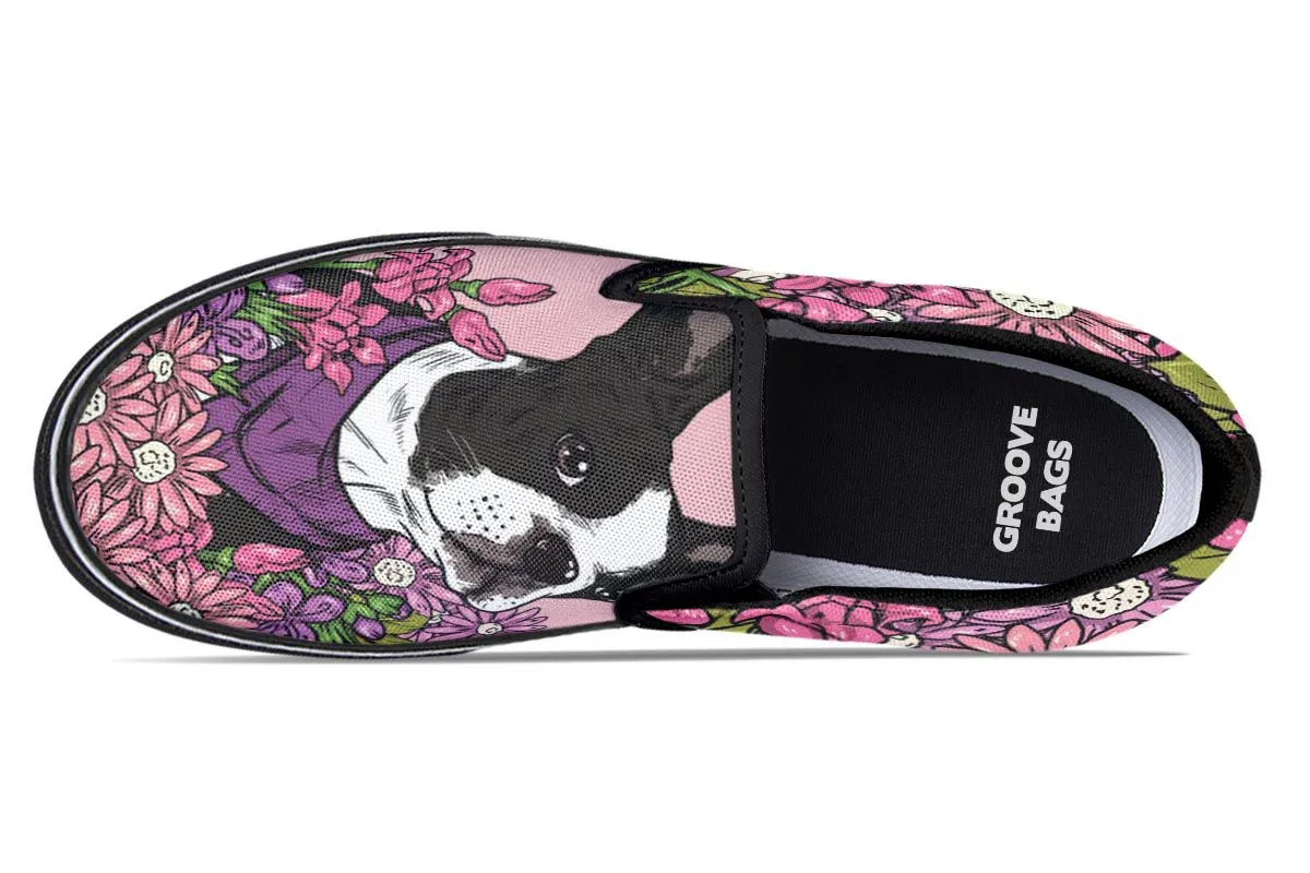 Illustrated Boston Terrier Slip-On Shoes