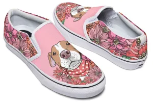 Illustrated Brown Pit Bull Slip-On Shoes