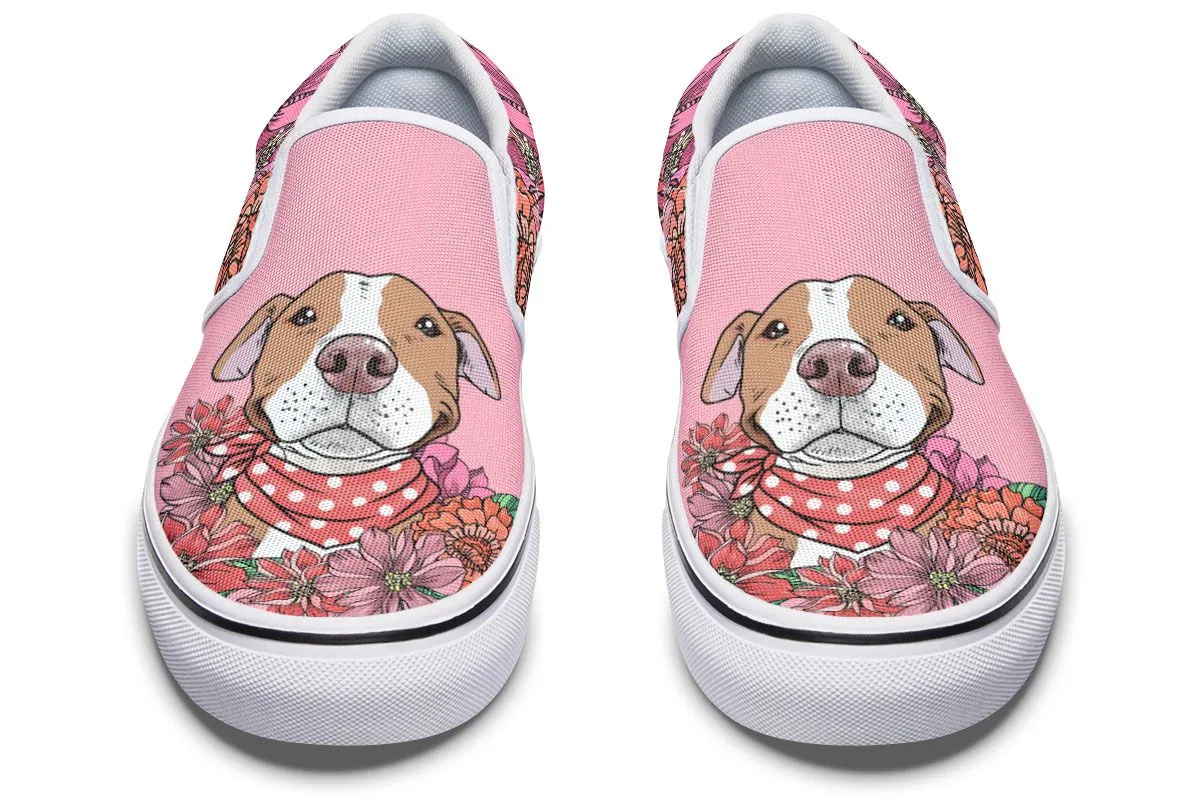 Illustrated Brown Pit Bull Slip-On Shoes