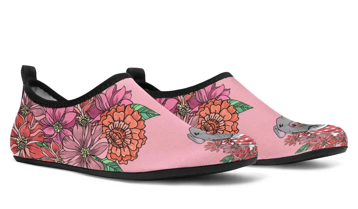 Illustrated Grey Pit Bull Aqua Barefoot Shoes