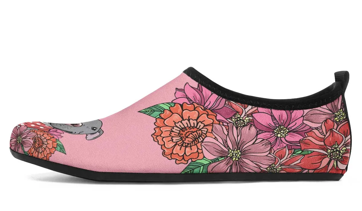 Illustrated Grey Pit Bull Aqua Barefoot Shoes