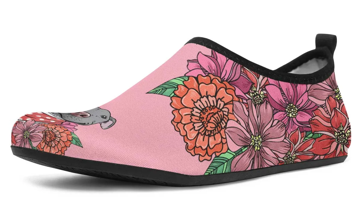 Illustrated Grey Pit Bull Aqua Barefoot Shoes
