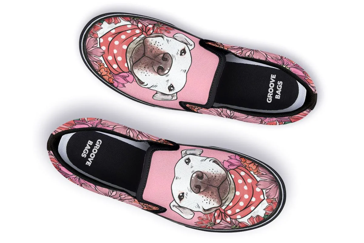 Illustrated Pit Bull Slip-On Shoes