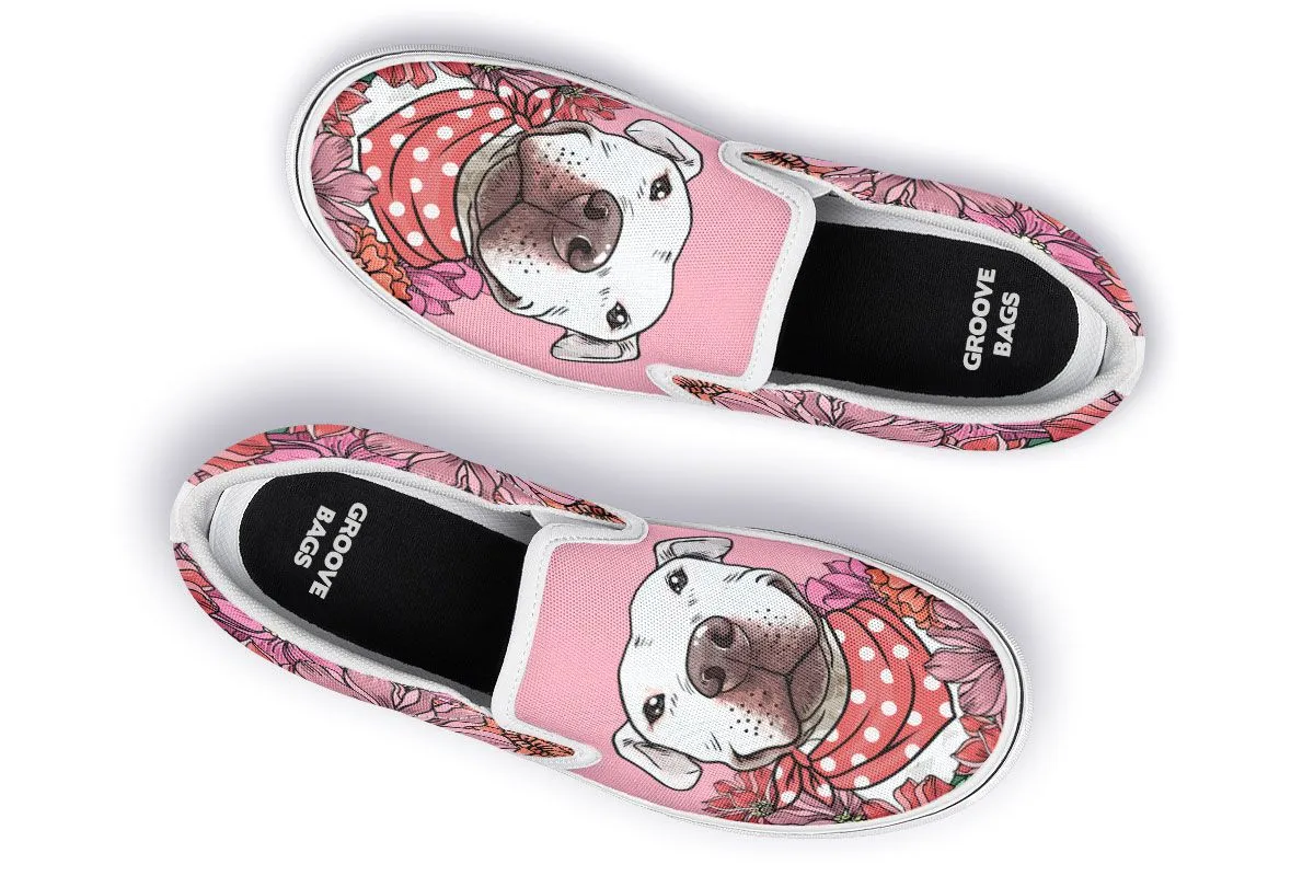 Illustrated Pit Bull Slip-On Shoes