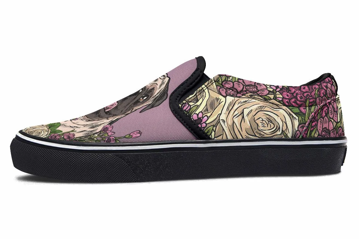 Illustrated Pug Slip-On Shoes