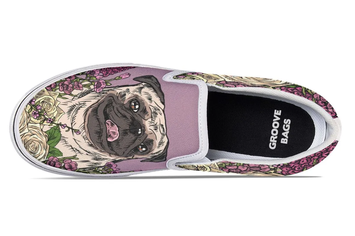 Illustrated Pug Slip-On Shoes