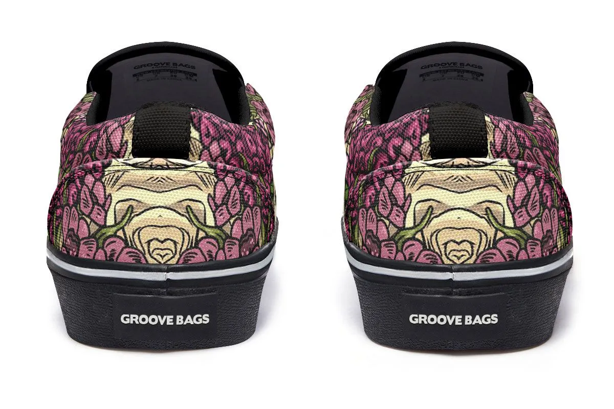 Illustrated Pug Slip-On Shoes
