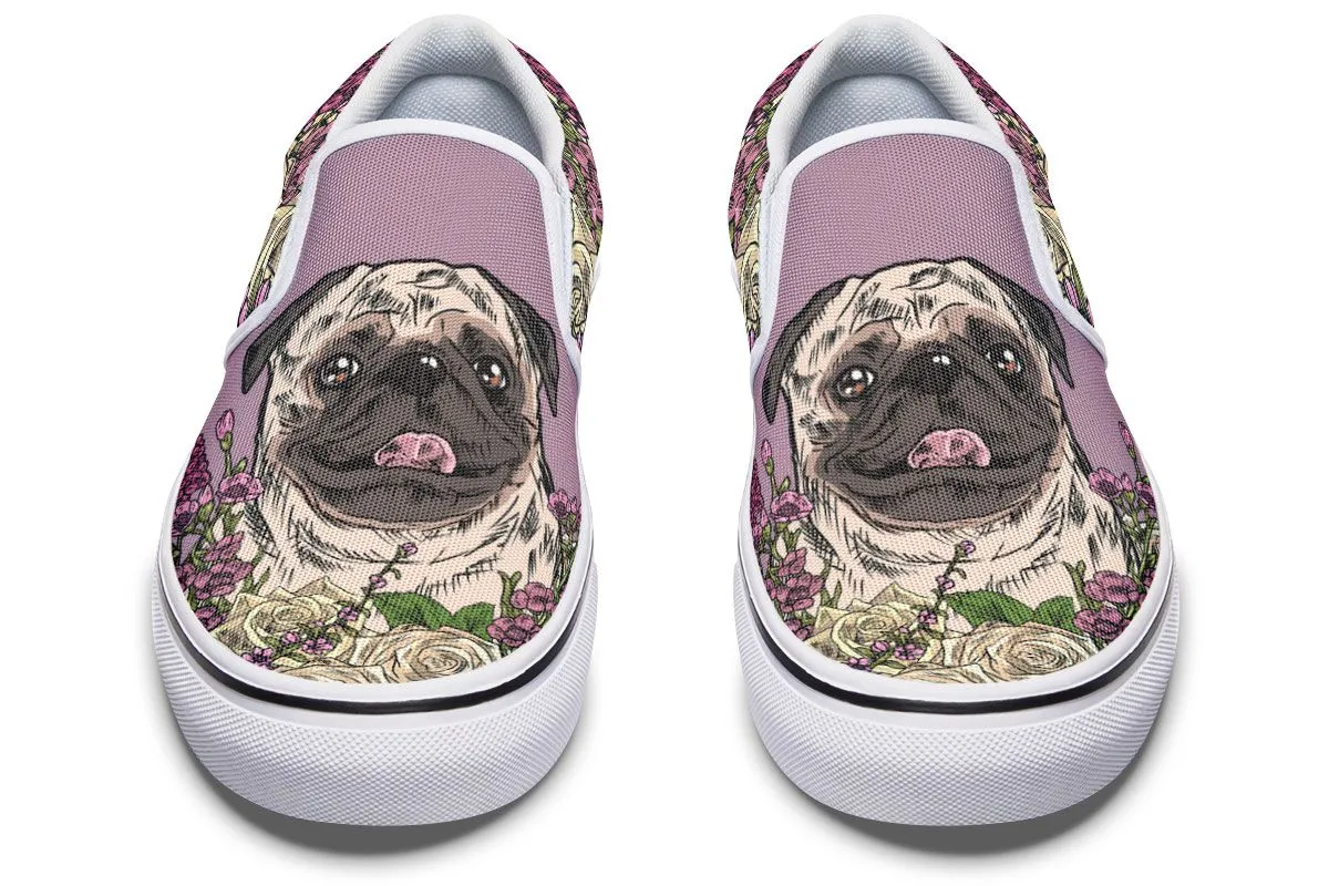 Illustrated Pug Slip-On Shoes