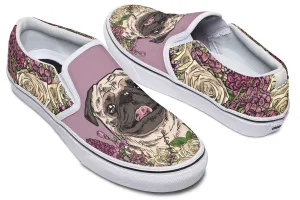 Illustrated Pug Slip-On Shoes