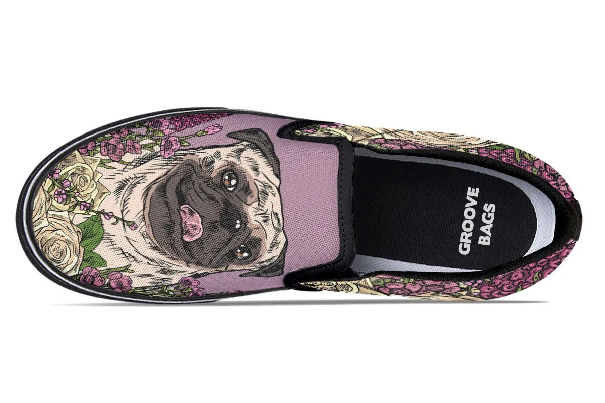 Illustrated Pug Slip-On Shoes