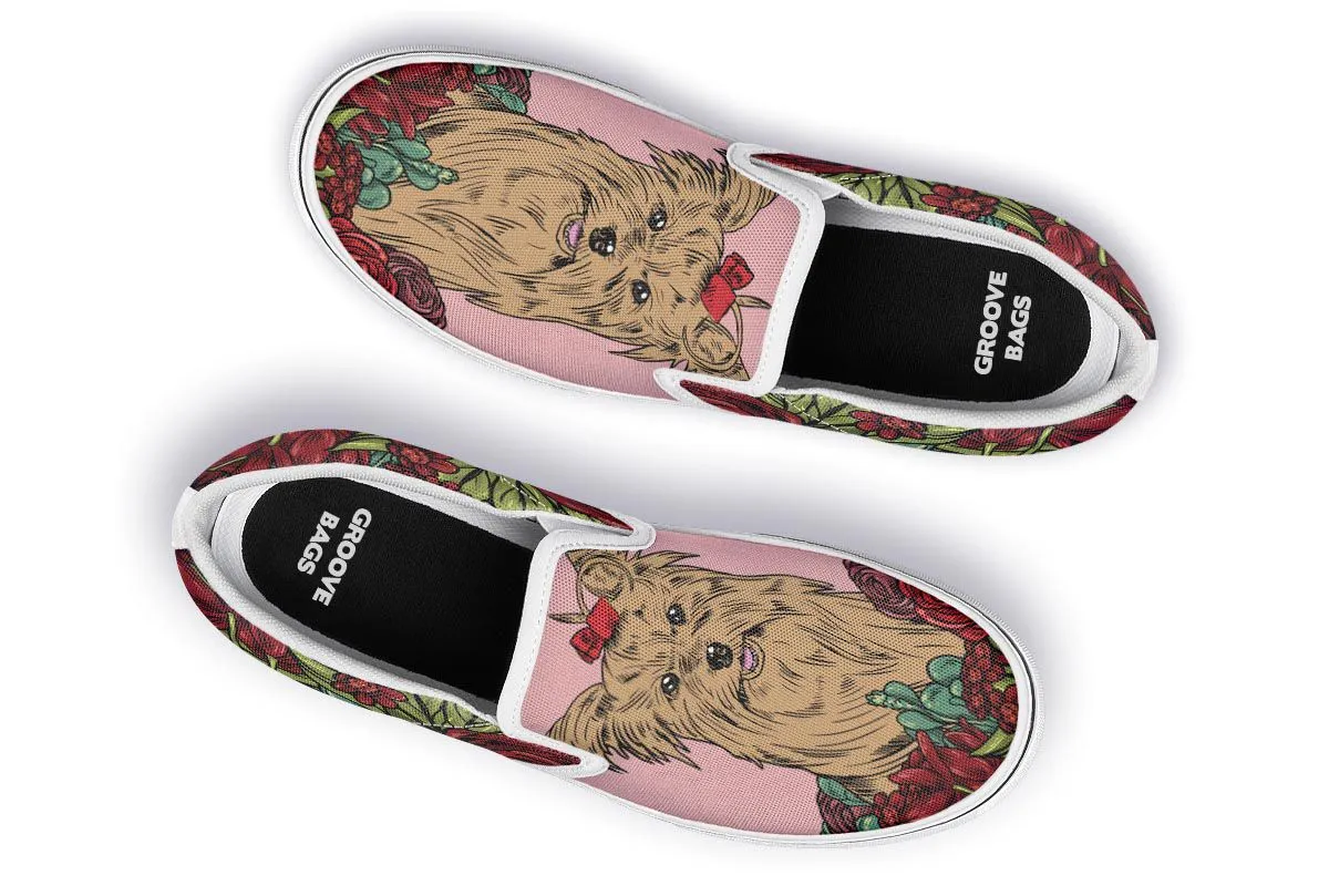 Illustrated Yorkie Terrier Slip-On Shoes