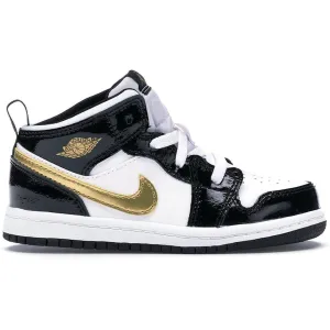 Jordan 1 Mid Patent Black White Gold (TD)