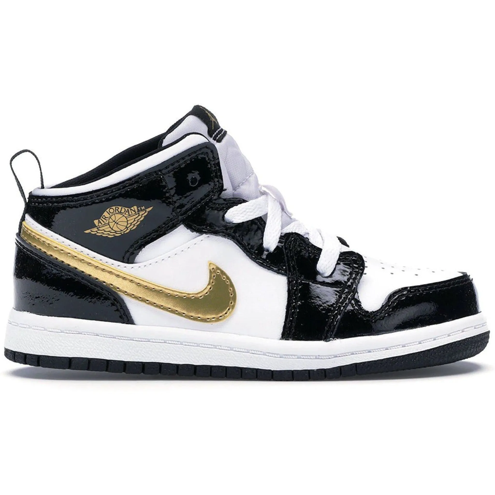 Jordan 1 Mid Patent Black White Gold (TD)