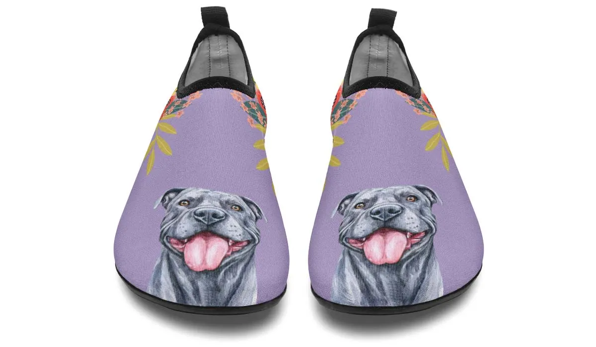 Joyful Grey Pit Bull Aqua Barefoot Shoes
