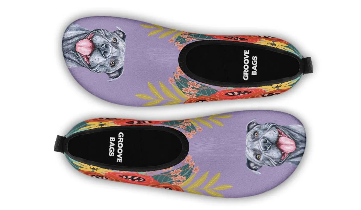 Joyful Grey Pit Bull Aqua Barefoot Shoes