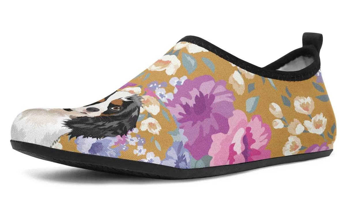 King Charles Spaniel Dog Portrait Aqua Barefoot Shoes