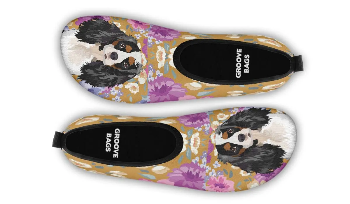 King Charles Spaniel Dog Portrait Aqua Barefoot Shoes