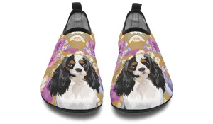 King Charles Spaniel Dog Portrait Aqua Barefoot Shoes