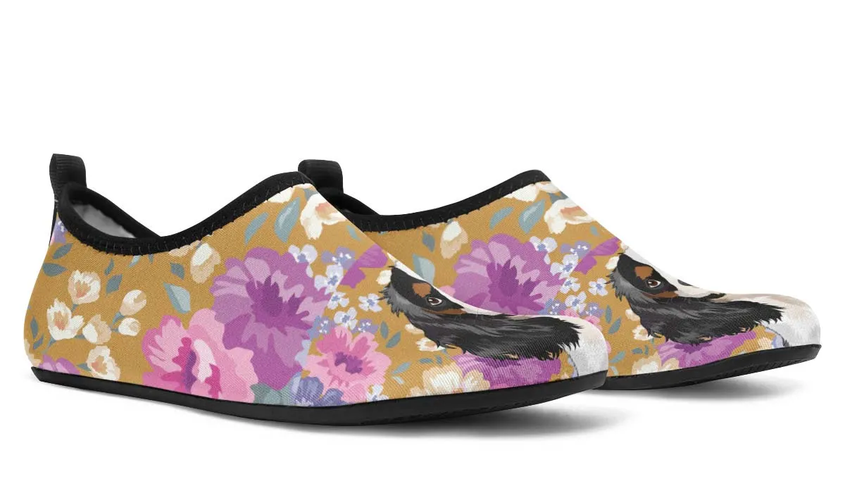 King Charles Spaniel Dog Portrait Aqua Barefoot Shoes