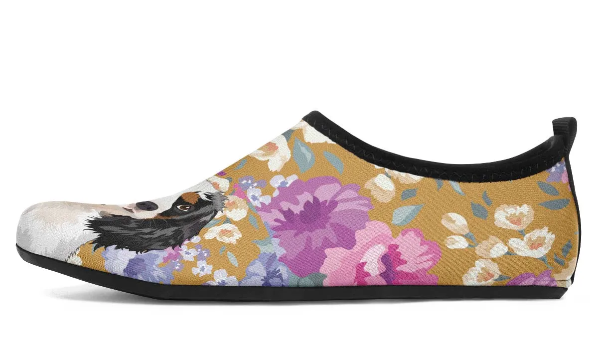 King Charles Spaniel Dog Portrait Aqua Barefoot Shoes