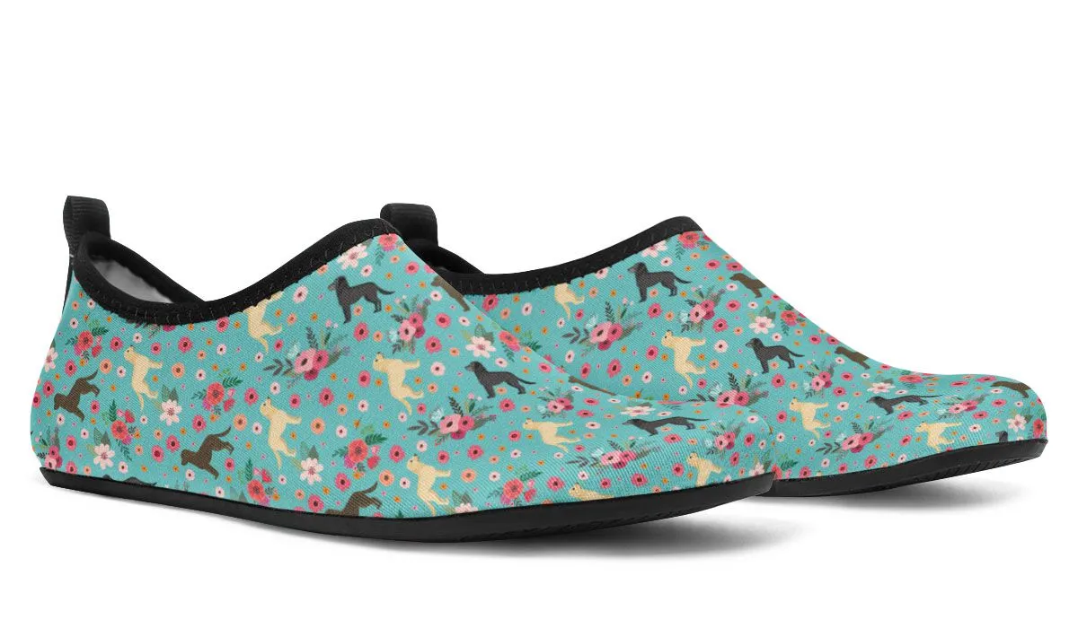 Labrador Retriever Flower Aqua Barefoot Shoes