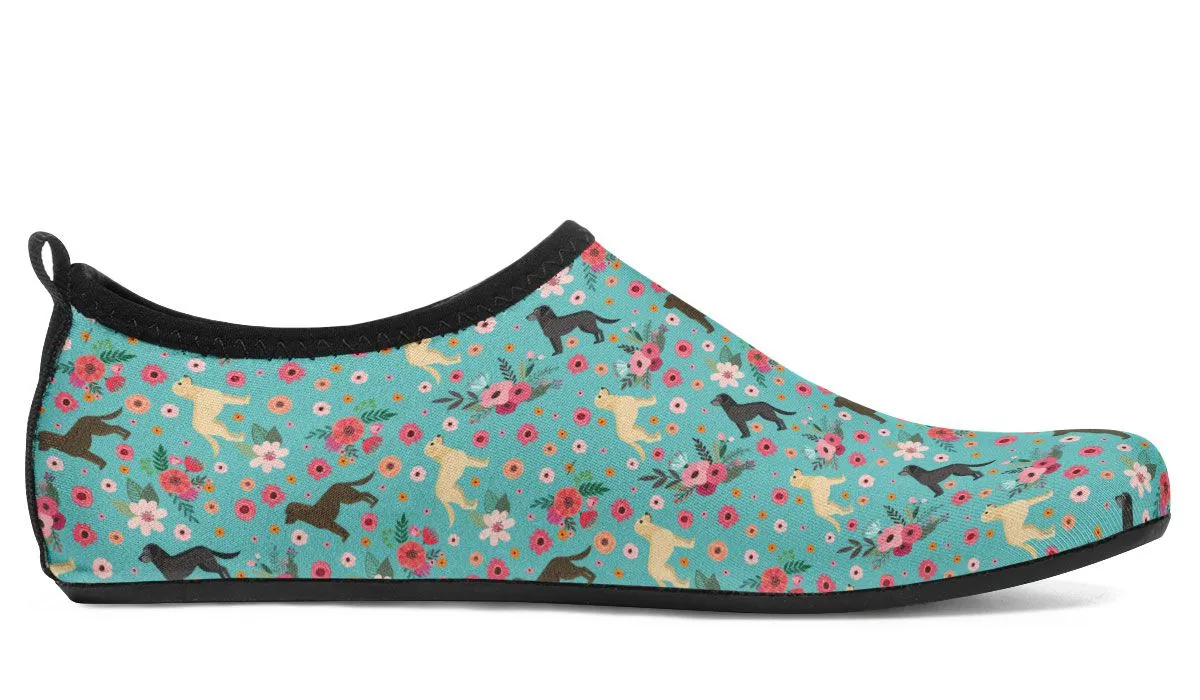 Labrador Retriever Flower Aqua Barefoot Shoes