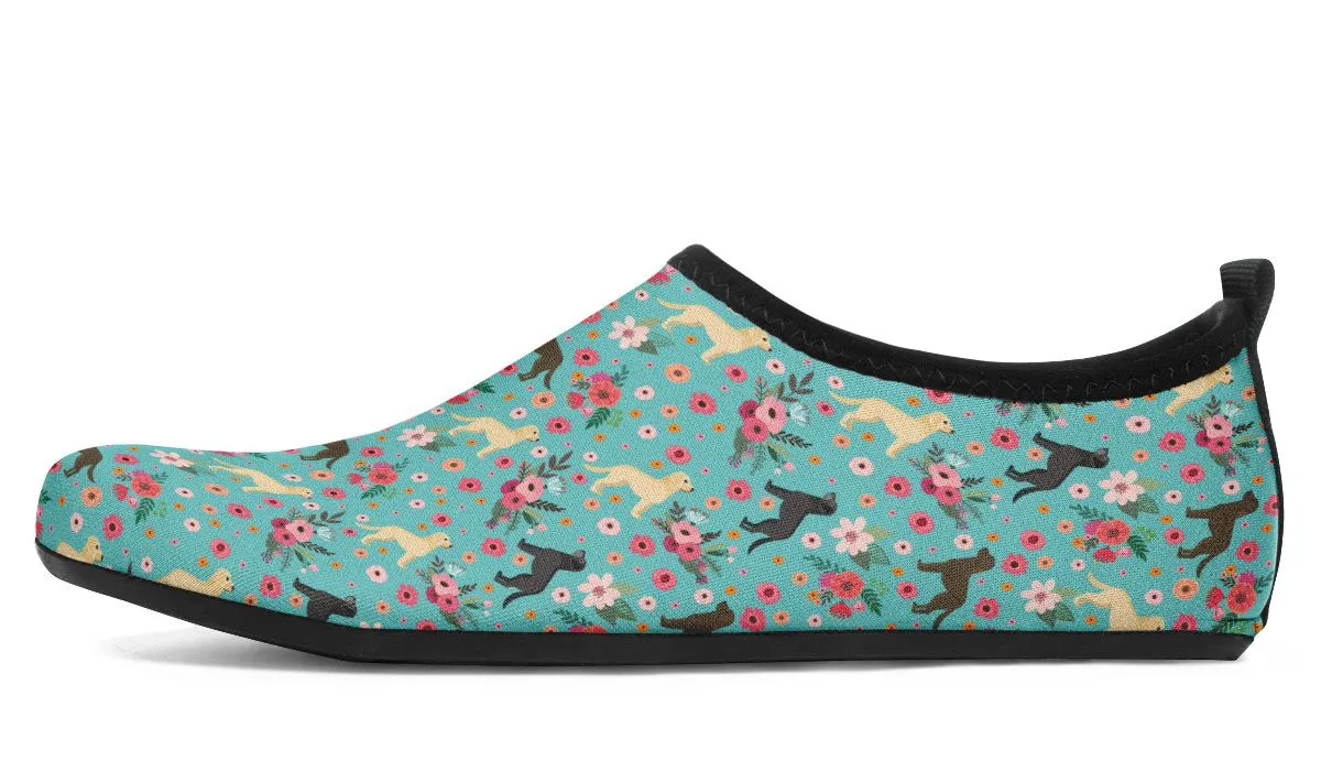 Labrador Retriever Flower Aqua Barefoot Shoes