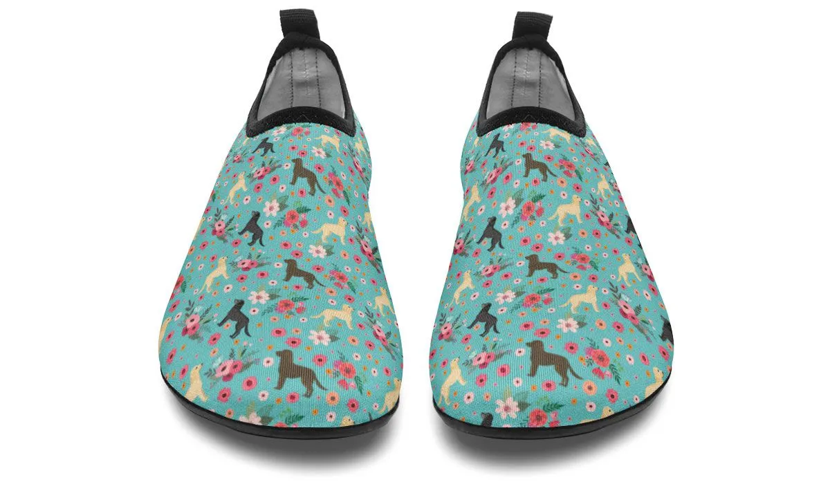 Labrador Retriever Flower Aqua Barefoot Shoes