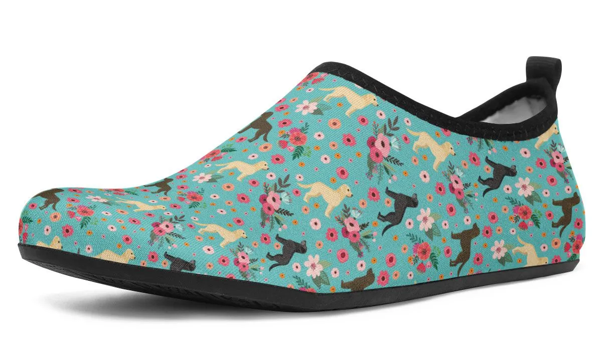 Labrador Retriever Flower Aqua Barefoot Shoes