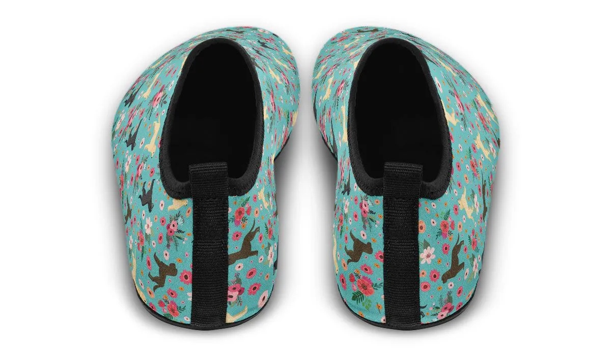 Labrador Retriever Flower Aqua Barefoot Shoes